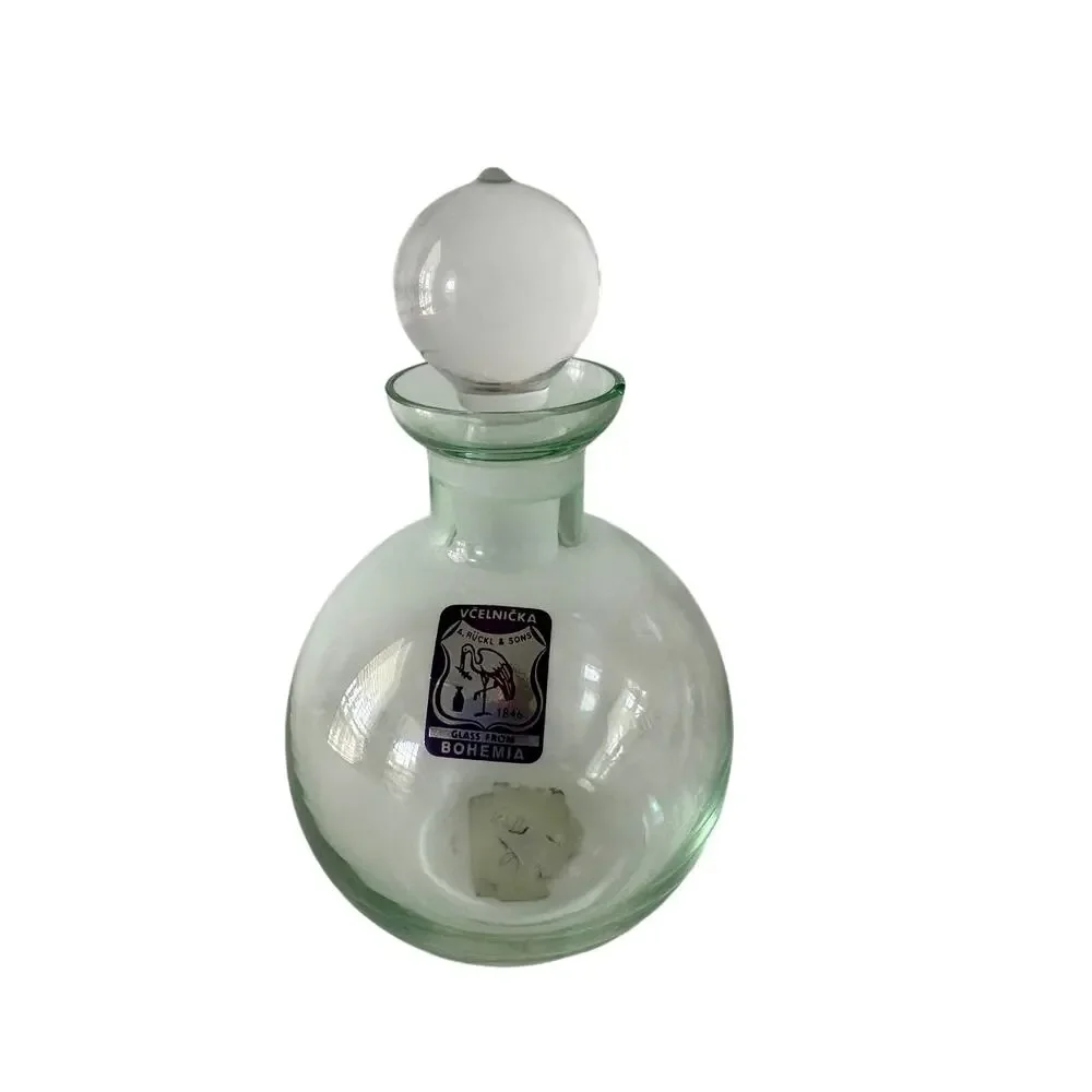 Vintage A Ruckl & Sons Vcelnicka Bohemian Glass Decanter Bottle Stopper